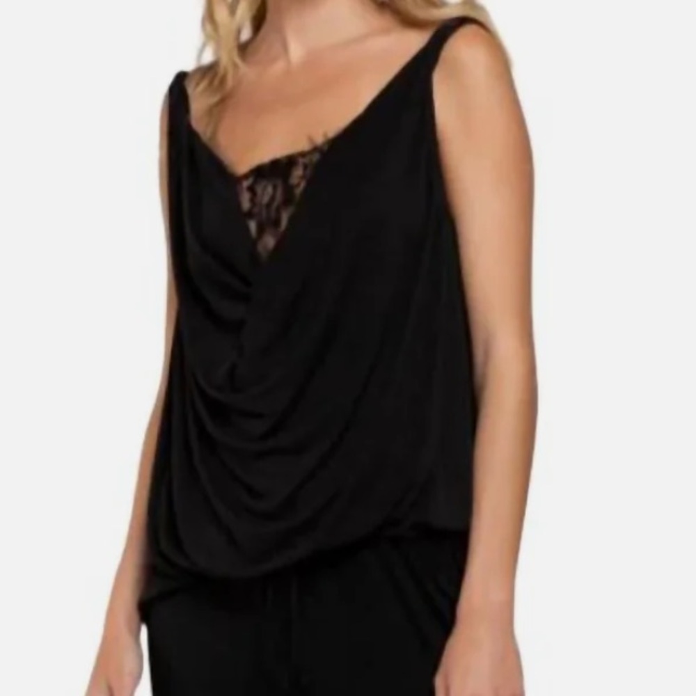 POL Twist‎ of Fate Black Lace Bobo Flowy Top
